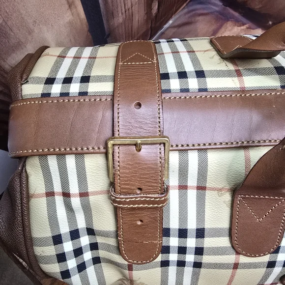Burberry Haymarket Gentleman Doctor Style Boston Travel  Bag-Vintage EUC-COA - Picture 10 of 16